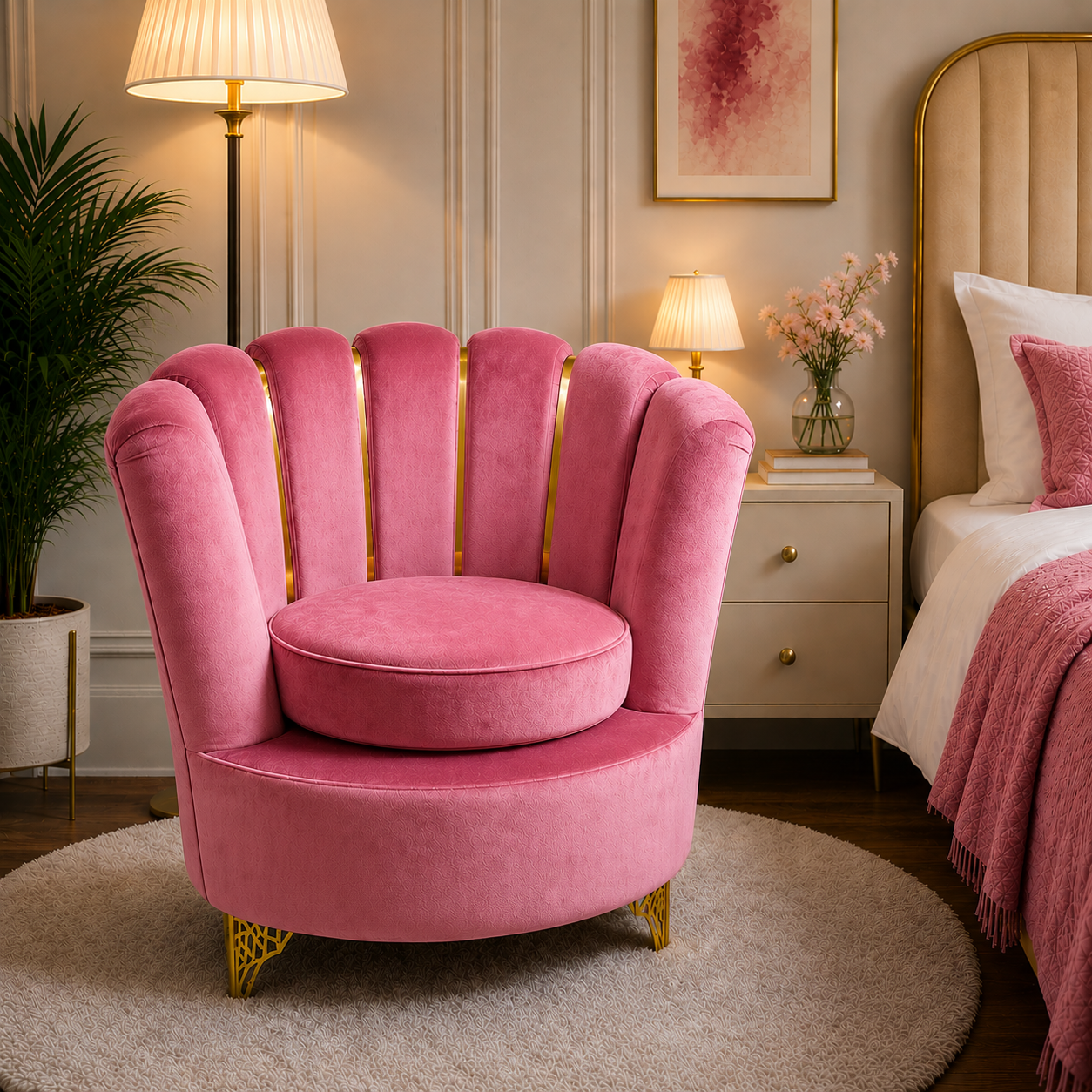 Butterfly Sofa Pink Color Velvet Sofa 28/30 inch