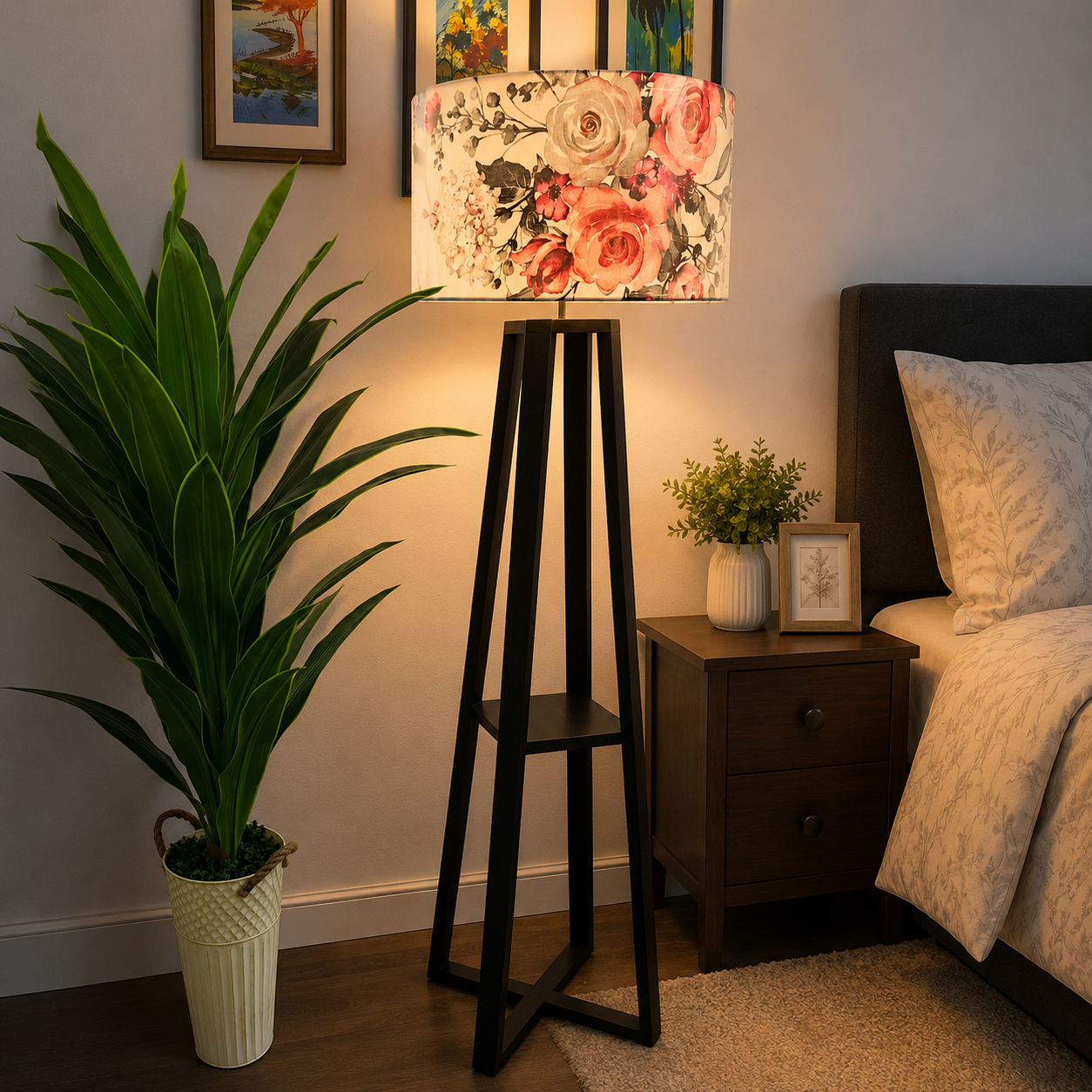 Floor Lamp X Shape Black Color - Elegant Home