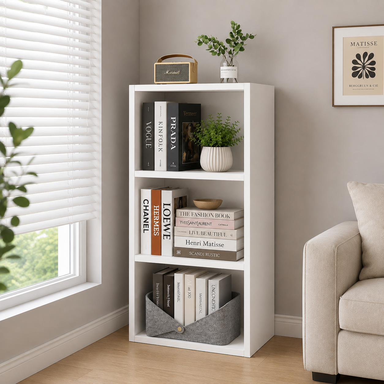 3 Layer Bookshelf White
