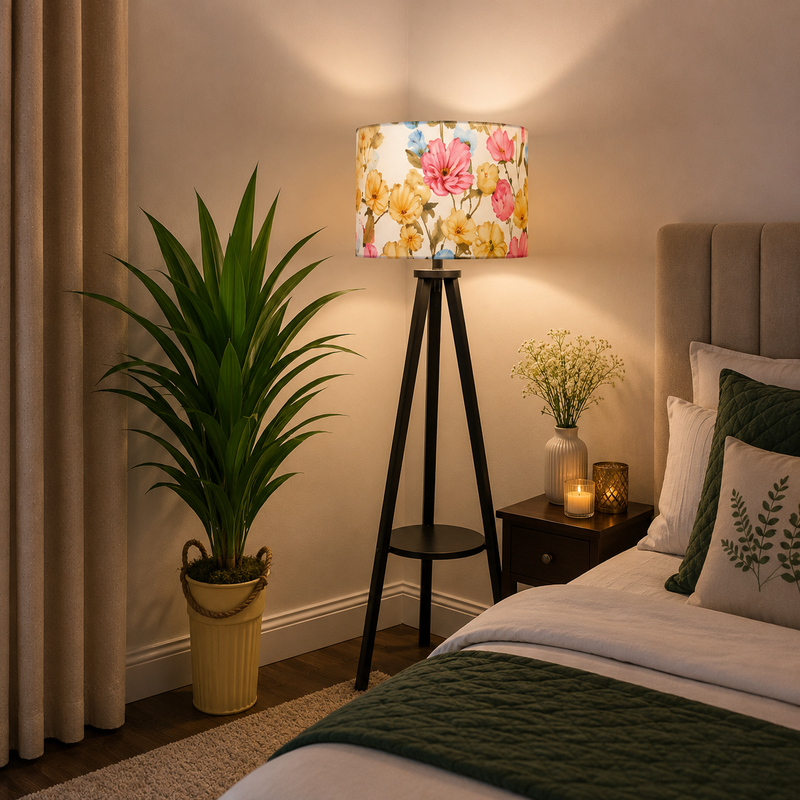 Floor Lamp Round Leg 1 Shelf