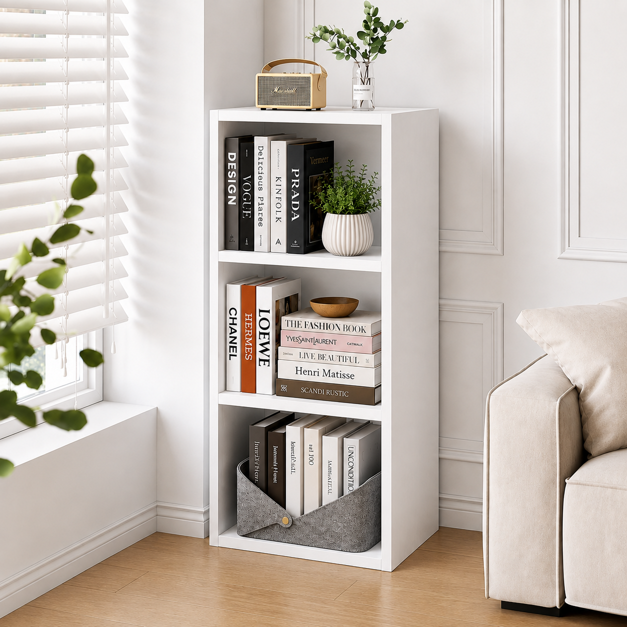 3 Layer Bookshelf White