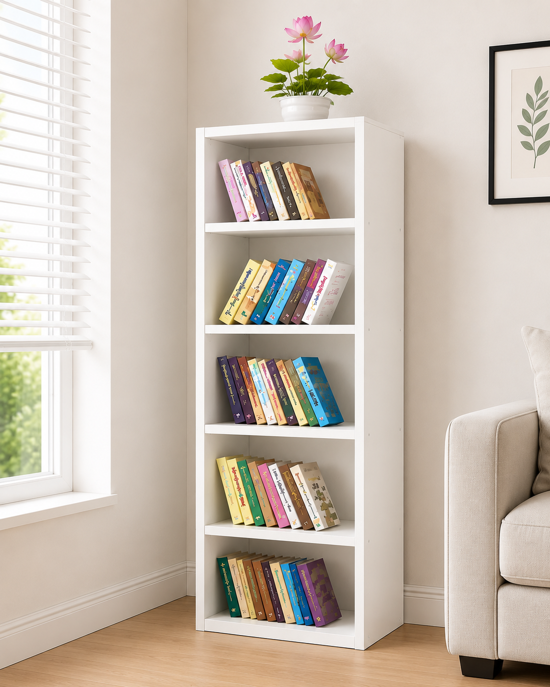5 Layer Bookshelf White
