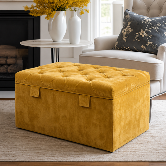 Belvet Storage Box Plus Sofa Golden Color