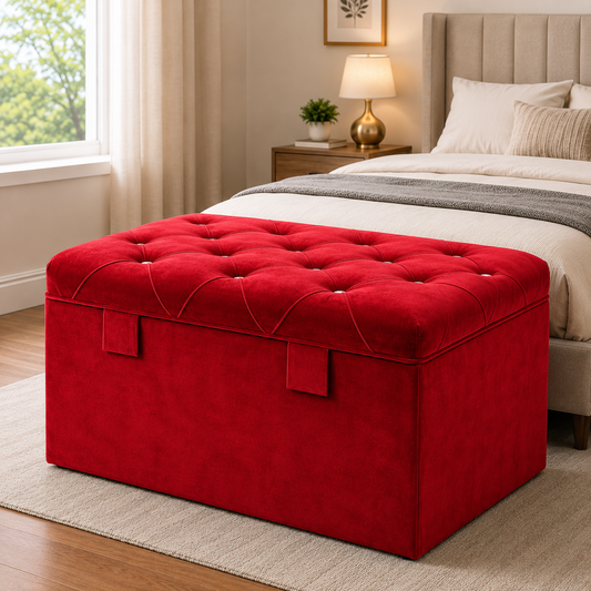 Belvet Storage Box Plus Sofa Red Color