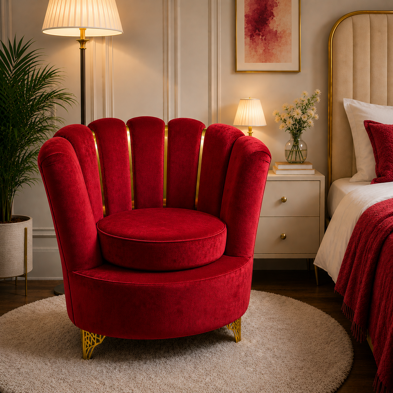 Butterfly Sofa Red Color Velvet Sofa 28/30 inch