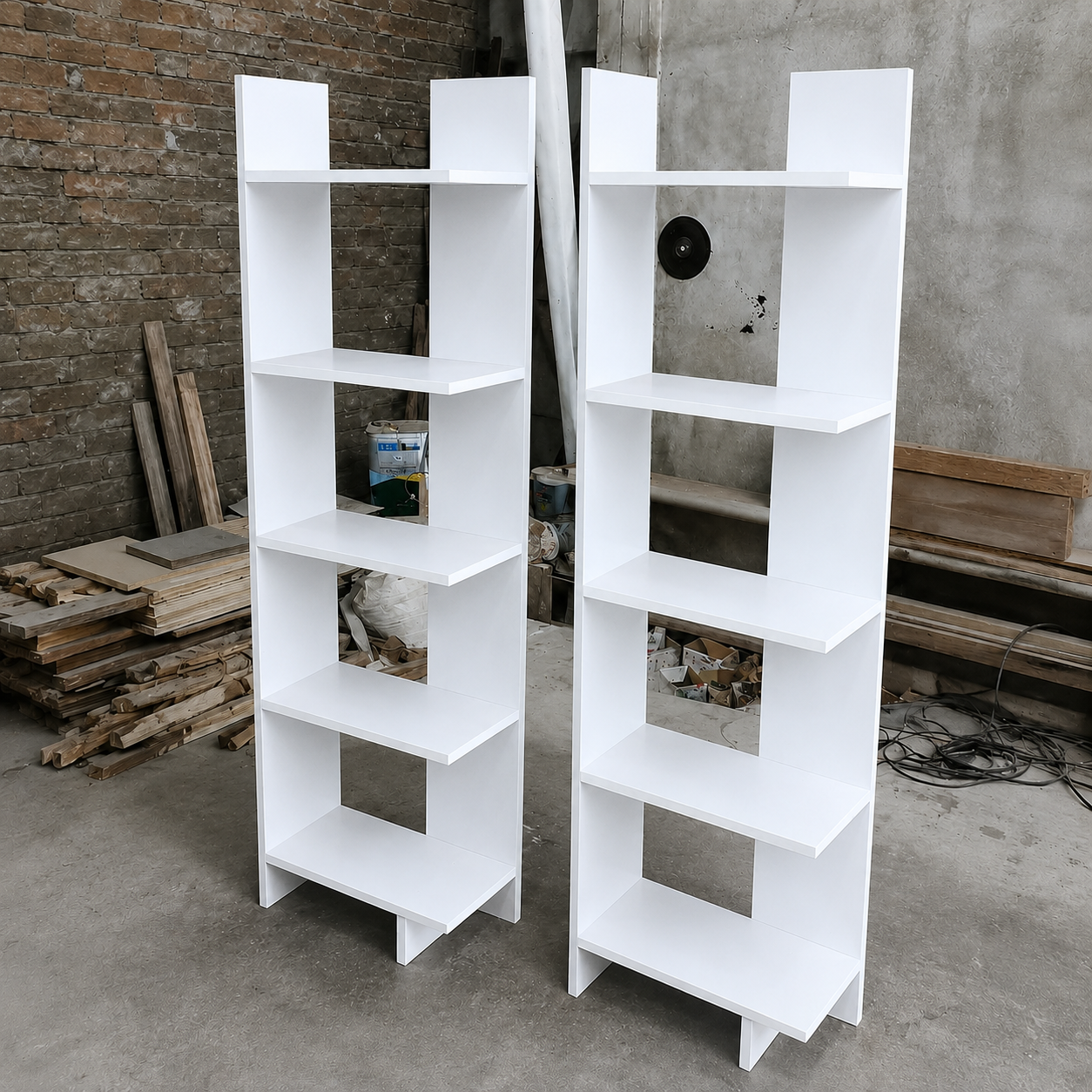 Corner Bookshelf White 18x60 inch