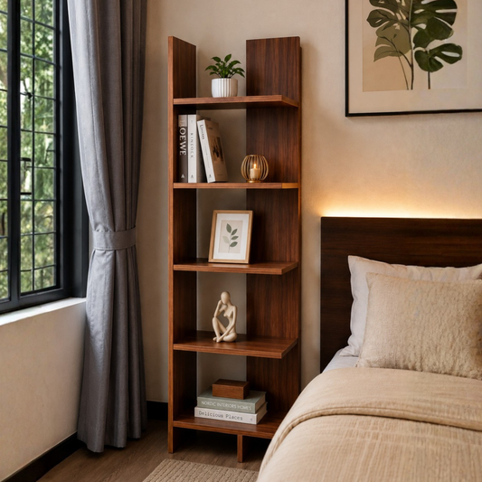 Corner Bookshelf Chocolate