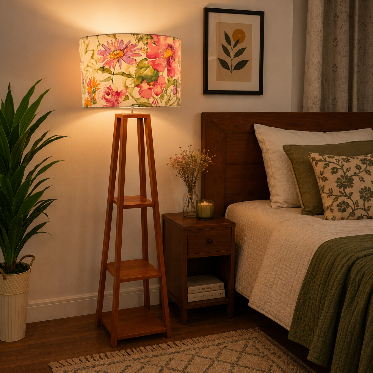 Floor Lamp 4 legs Wood Color - Elegant Home