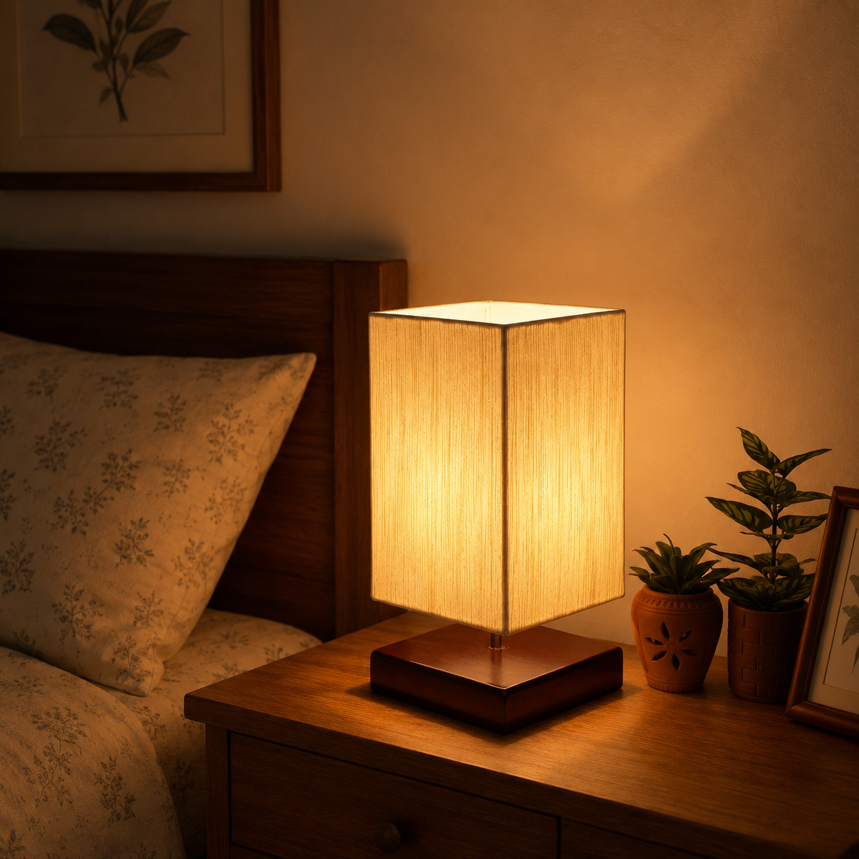 Wooden Bedside Table Lamp EWT101 - Elegant Home