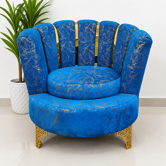 Butterfly Sofa Blue Golden Color Velvet Sofa 28/30 inch