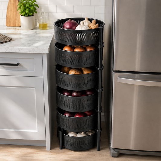 Multi-Layer Metal Kitchen Storage Rack 360° Rotating - Elegant Home
