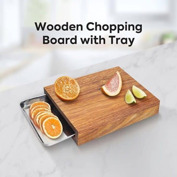 Wooden Chopping Board with SS Tray - Image 5